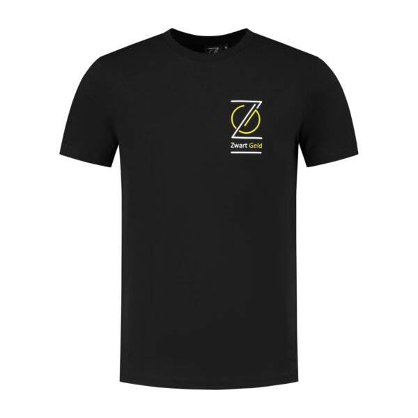 T-shirt Zwart Geld logo chest+back text_Front